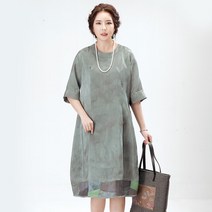 예닮 여름 여자 개량 생활한복 인견 원피스 예조각회녹색