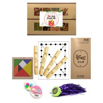 화신문구 추억의 전통놀이 민속놀이세트 윷놀이 제기차기 칠교놀이 공기놀이 비석치기 실뜨기, 복이가득한민속놀이세트1개