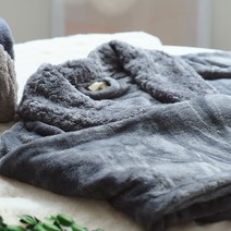 한스마켓 겨울 여름 샤워 가운 와플 목욕 수면 극세사 잠옷 여자남자 커플 로브 홈실내 파자마 골프, 겨울 극세사 샤워가운, 그레이M