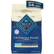 블루 버팔로 life protection formula natural senior 건식 강아지 사료, 34파운드(1팩)