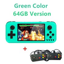 레트로 오락기 휴대용게임기 4 인치 64 기가 바이트 128 6000 ps1 sega 아케이드 용 두 플레이어, Green 64GB, 없음, Green 64GB