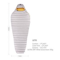 AEGISMAX 700FP 초경량 구스다운 침낭 겨울용 따뜻한 캠핑 하이킹 미라 타입 배낭 여행 이불, LETO - M - 그레이