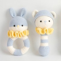 JW손뜨개 코바늘 곰 토끼 딸랑이 DIY, 1세트, 블루