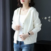 아이엠몽 여성 봄 가을 간절기 캐주얼 오버핏 루즈핏 스웨터 니트 후드 집업 (BB1074DH) 무지니