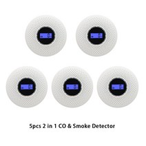 일산화탄소 감지기 경보기 캠핑 측정기3 색 표시기 스마트 연기 감지기 CO 일산화탄소 센서 2 IN 1 화재 경, 04 5pc CO Smoke alarm