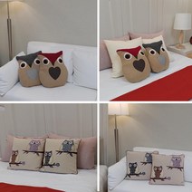 생활애 패브릭 부엉이 쿠선/쇼파 등받이 방석 쿠션 K, 06_부엉이 사각쿠션(옐로우)