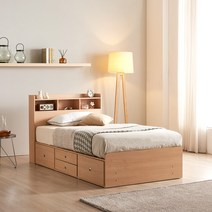 동서가구 미휴 수납헤드 깊은서랍 슈퍼싱글 SS 침대+양면 매트리스 DF635991, 메이플화이트 콤비