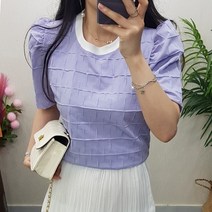 제이후 여름 라운드 티 예쁜 셔링 퍼프 반팔 블라우스