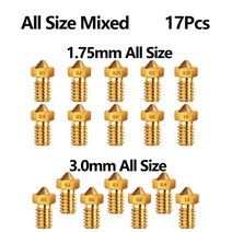 SHOOMO-3D 프린터 압출기 황동 노즐 프린트 헤드 1.75mm 3.0mm 필라멘트 E3D V5 V6 Anet 8 Anycubic i3, Mixed, All Size Mixed