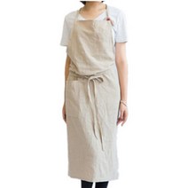 ANKRIC In 일본 린넨 코튼 레이스 업 앞치마 드레스 아트 아트 남성과 여성 작업 앞치마 원피스앞치마, 살구색 귀리색