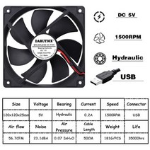 서큘레이터 써큘레이터 선풍기 에어써큘레이터 선풍기 에어서큘레이터 에어써큘레이터120mm 팬 DC 5V 12V 2, 02 5v Hydraulic  USB, 01 1PCS_01 Black