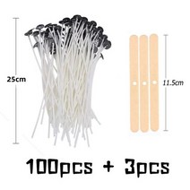 캔들심지 양초 나무 세트 100 + 3 개/대 원래 면화 캔들 위크 무연 꼰 코튼 윅 나무 고정 브래킷 DIY 촛불, 09 25