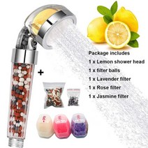 샤워기필터 샤워기 리필 아로마 샤워 헤드 고압 바이오 액티브 스톤 레몬 로즈 향수 필터 음이온 욕실, 02 As picture