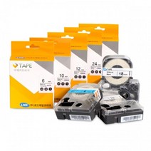 로드메일코리아 라벨테이프 24mm (바탕색) 라벨류용지 라벨기 호환라벨 간편한사용 라벨용테이프 라벨테잎, 1개, 24MBK(파랑/검정)