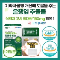 코오롱 제 약 고함량 징코 기억력 혈행 정맥 은행잎 추출물 뇌 건강 손발 혈관 영양제 다리 종아리 부모님 집중력 나이아신 아연 판토텐산 혈액순환 비타민 저림 절임, 1개(1개월), 1개
