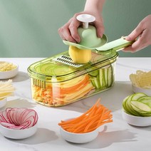파절기 채썰기 파절이 기계 주방 야채 절단 유물 다기능 가정용 야채 절단기 감자 강판 강판 파쇄 양파 슬라이서, [11] 그레이 9종 세트(바구니 ❤6 블레이드 + 핸