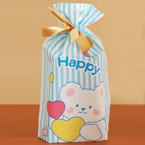 구름베어 비닐 리본 선물 포장지 S(14.5cmX23.5cm), 블루