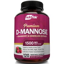 NutriFlair D Mannose Cranberry 뉴트리플레어 디만노스 크랜베리 단델리온 1200mg 식물성캡슐 120정, 1, 1개