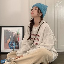 라라벨 여성용 기모 맨투맨 마일러즈 루즈핏 프린팅 기모맨투맨 티셔츠
