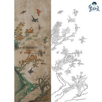 초충도 1 민화 도안 본그림 민화그리기 본 공모전 취미 원데이클래스 컬러링 수업자료 민화본, 고급 닥순지, 원본(추천)