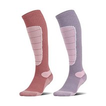 메리노 울 스키 양말 스노우보드용 방한 눈 겨울 무릎 높이의 보온 헌팅., X-Large, Pink Rose (2 Pairs)