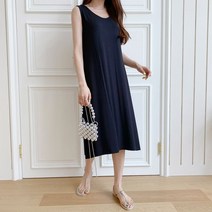 [리엘라] 빈주런 엑스끈 민소매 롱 원피스