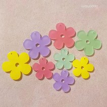와요또 아크릴 꽃 모양 펜던트 키링 열쇠고리 만들기 부자재, 30mm, 분홍