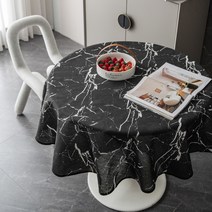 이안 기운 원형 면 마 탁자보 천공예 가정용 대리석 프린트 탁자보 원탁 심플 현대, 원형150cm