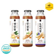 [설날 건강 선물 추천] 꿀을그린사람들 벌꿀넣은 국내산 인삼청 도라지청 생강청 3종 선물세트
