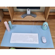 [마치]파스텔 다용도 데스크매트 대형마우스패드 6색중 택1+ 미니 당근 또는 딸기 택배칼(자석X) 무료각인, 스카이블루