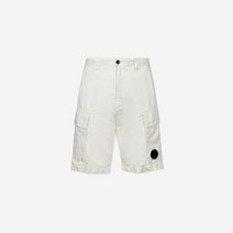[정품] C.P. 컴퍼니 코튼 리넨 카고 쇼츠 거즈 화이트 - 23SS Company Cotton Linen Cargo Shorts Gauze 1123097