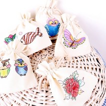 민화 복주머니 만들기/ 캔버스천 복주머니 밑그림 DIY, 나비 복주머니
