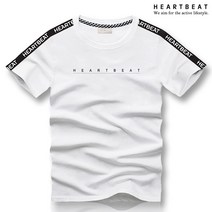 하트비트 루엇틴 반팔티 세미 슬림핏 레터링 반팔 티셔츠 커플룩 빅사이즈 단체복 남자 여자 남여공용 커플티 면 단체티