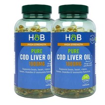영국 홀랜드앤바렛 Holland & Barrett 퓨어 코드 리버 오일 1000mg 대구간유 240캡슐, 2팩