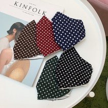 필터교체형 여름용 핸드메이드 린넨 도트 마스크, 도트브라운