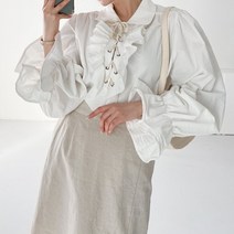 무배송 스트링 XO 유니크한 러플 프릴 볼륨소매 블라우스