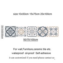 20x100cm pvc 벽 스티커 스페인어 스타일 레트로 욕실 방수 아랍 자체 접착 벽지 바닥 모자이크 타일 스티커 벽, 5