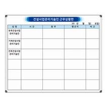 건설현장 근무상황판 900x600 건설공사 주문제작 화이트보드 맞춤칠판 도안칠판, 자석형