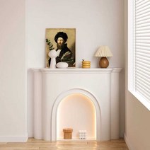벽난로콘솔 벽난로 선반 LED 조명 장식장 화이트, 크림 벽난로 캐비닛 + 조명 스트립