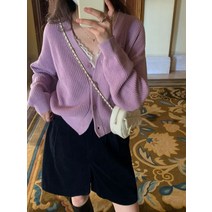 토다비다 브이넥가디건 바이올렛 니트 루즈핏 가디건