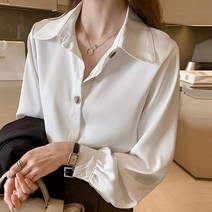 레트로 타자기 2023 화이트 셔츠 가을 최신 패션과 패셔너블 한 디자인 센스 긴팔 여성 상의 보터밍 쉬, 02 2_03 XL
