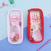 체리미 블링블링 트윙클 다용도 파우치 큰 투명 필통, RED