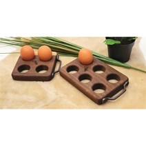 수제 주물 손잡이 월넛 우드 에그트레이, 주물손잡이 월넛 우드에그 트레이4구