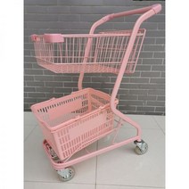 시장 핑크 식료품점 캠핑용 카트 캐리어 쇼핑 홈 장바구니 인터넷 연예인 포장 마차 사진 하트 편의점 KTV 일본 이층 트롤리 보관, 핑크스타램프 4인치 투명고무바