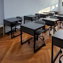 학원책상 강의실 학교 책상 와이드 700 책상, 프레임(검정색), 상판-진회색