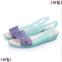 펀칭 장마 샌들 샌달 레인슈즈 여성 장마철 리본 플랫 젤리 슈즈 비올때신는 실리콘 아쿠아슈즈