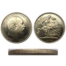 영국 1902 5 파운드-Edward VII 황동 구리 금화 기념품 선물 소장품 금속 복사 동전, 04 YELLOW
