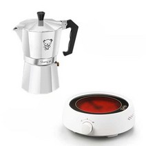 전기 커피 머신 이탈리안 커피 가정용 자동 드립머신, 은 300ml 6컵+ 여과지(전기세라믹스토브)