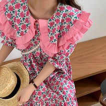 순이들 여성 빅카라 플라워 롱 원피스