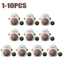 개박하 벽 공순수 천연 고양이 사탕 스낵 공회전식 장난감새끼 치아 청소 장난감 핥는 공110 개, 02 Khaki penguin, 10pcs